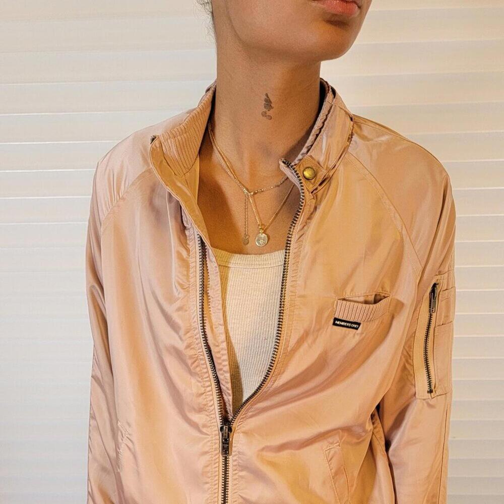 Members Only Light Pink Satin Bomber Jacket Size S